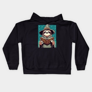 Retro Sloth Wizard Kids Hoodie